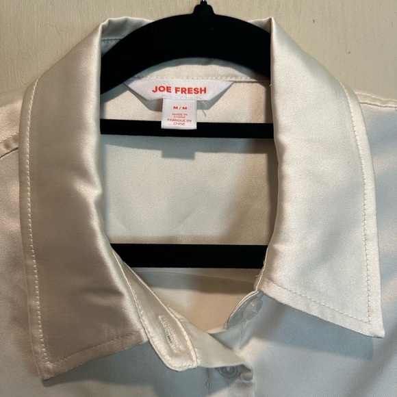 Joe Fresh Satin Cream Dress Shirt with Dress Collar - Picture 3 of 4